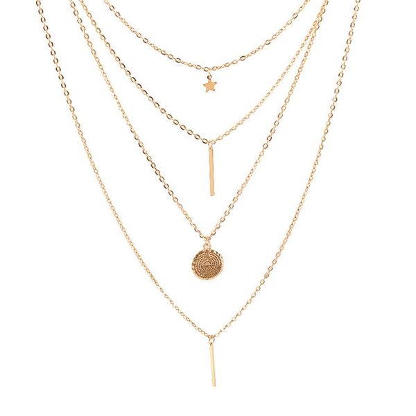 pendant necklaces europe and the united states fashion personality five-pointed star word geometry round metal wind multi-layer necklace col, Silver
pendant necklaces europe and the united states fashion personality five-pointed star word geometry round metal wind multi-layer necklace col, Silver