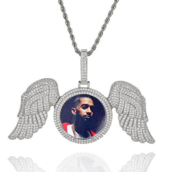 pendant necklaces micro inlaid zircon large wing round po diy memory po frame necklace hiphop, Silver
pendant necklaces micro inlaid zircon large wing round po diy memory po frame necklace hiphop, Silver