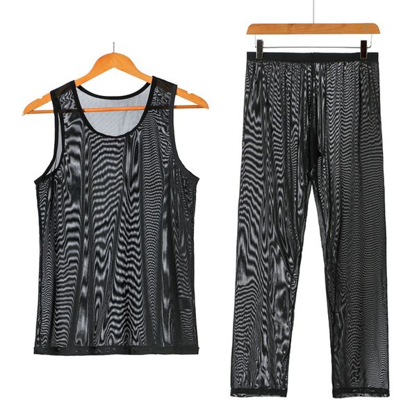 mens undershirts sets 2 piece mesh see through tank pants shorts fishnet underwear tracksuit nightwear sports suits, White;black
mens undershirts sets 2 piece mesh see through tank pants shorts fishnet underwear tracksuit nightwear sports suits, White;black
