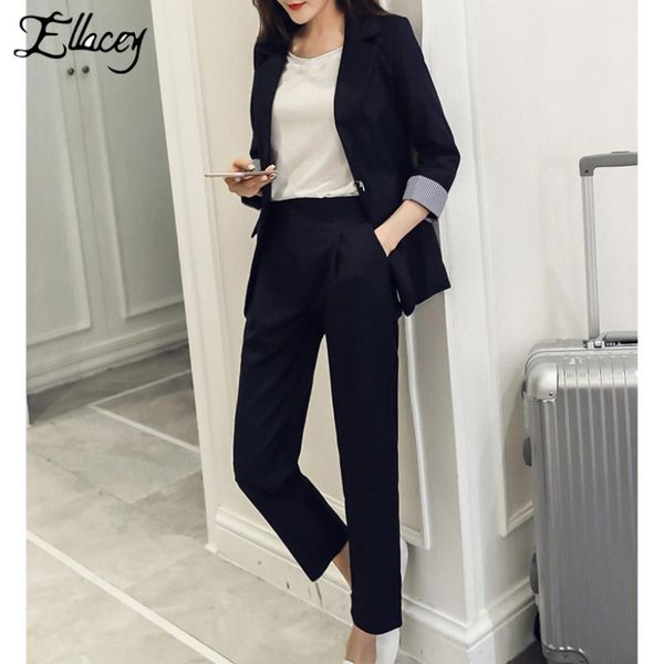 women's suits & blazers ellacey 2021 casual 2 piece set women three quarter sleeve pant two outfits navy and pants, White;black
women's suits & blazers ellacey 2021 casual 2 piece set women three quarter sleeve pant two outfits navy and pants, White;black
