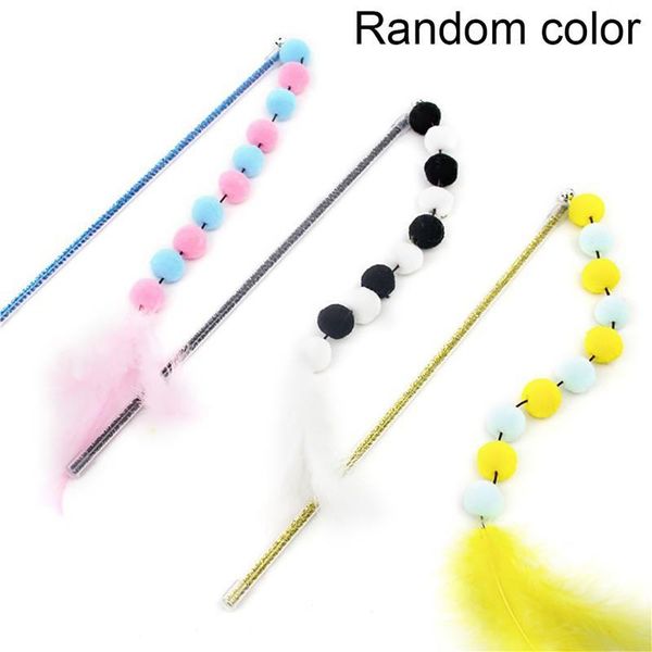 1pcs cat interactive toy stick feather wand with small bell pom pom toys plastic artificial colorful cat teaser toy supplies
1pcs cat interactive toy stick feather wand with small bell pom pom toys plastic artificial colorful cat teaser toy supplies