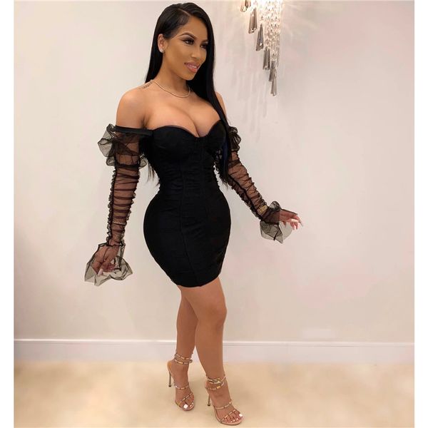 party bodycon dress women clothing 2021 summer clubwear sheer mesh puff sleeve bandage mini dresses d19-af84, Black;gray
party bodycon dress women clothing 2021 summer clubwear sheer mesh puff sleeve bandage mini dresses d19-af84, Black;gray