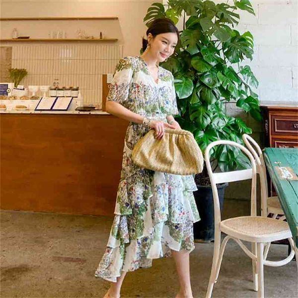 women's summer korean style v-neck print waist cake skirt dres office lady polyester 210603, Black;gray
women's summer korean style v-neck print waist cake skirt dres office lady polyester 210603, Black;gray