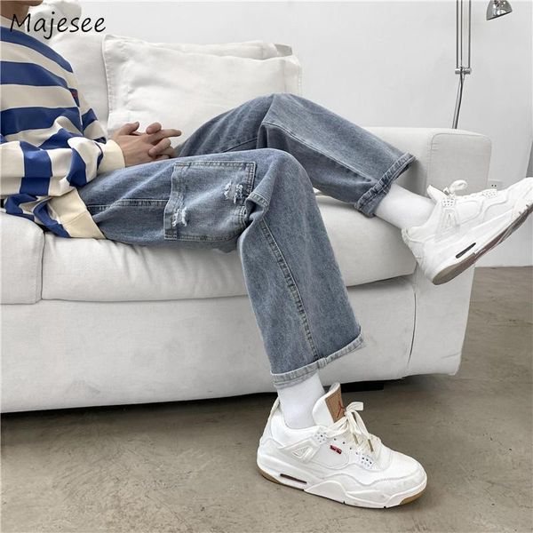 men jeans autumn pocket hole high street denim trousers teenager vintage straight loose ankle-length cargo all-match outwear ins, Blue
men jeans autumn pocket hole high street denim trousers teenager vintage straight loose ankle-length cargo all-match outwear ins, Blue