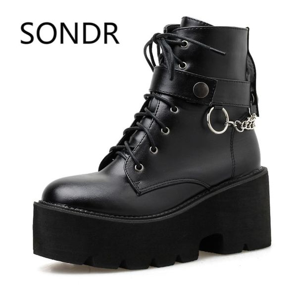 boots chain women leather autumn block heel gothic black punk style platform shoes female footwear high quality
boots chain women leather autumn block heel gothic black punk style platform shoes female footwear high quality