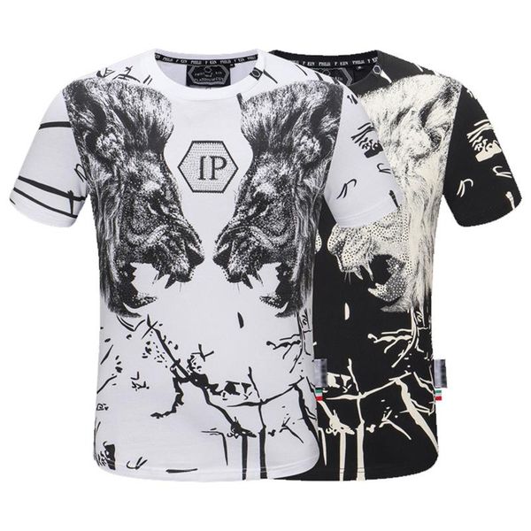 men's t-shirts hip hop summer short-sleeved o neck cotton philipp streetwear personality qp diamond male lion highstreet tees, White;black
men's t-shirts hip hop summer short-sleeved o neck cotton philipp streetwear personality qp diamond male lion highstreet tees, White;black