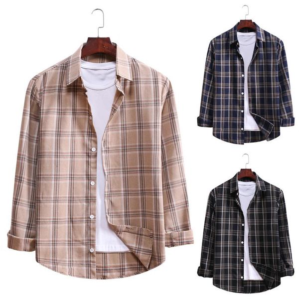 men's casual shirts autumn long plaid blouse shirt korean style cotton sleeve male women loose turn-down collar, White;black
men's casual shirts autumn long plaid blouse shirt korean style cotton sleeve male women loose turn-down collar, White;black