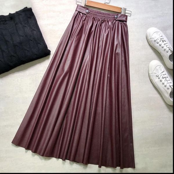 2020 autumn amp winter new women simple solid elastic waist thin pu leather skirt with large a line long skirt women free, Black
2020 autumn amp winter new women simple solid elastic waist thin pu leather skirt with large a line long skirt women free, Black