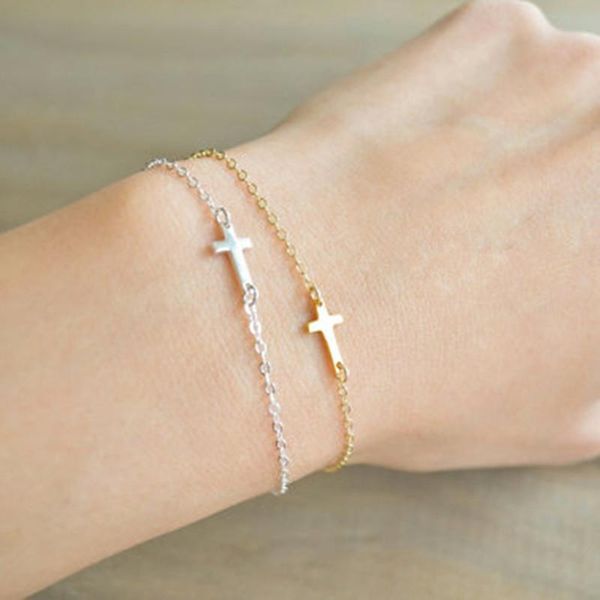 link, chain fashion gold sideways cross charm bracelet faith christian danity horizontal bracelets, Black
link, chain fashion gold sideways cross charm bracelet faith christian danity horizontal bracelets, Black