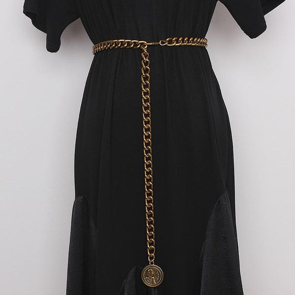 belts women's runway fashion gold metal chain cummerbunds female dress corsets waistband decoration narrow belt tb2030, Black;brown
belts women's runway fashion gold metal chain cummerbunds female dress corsets waistband decoration narrow belt tb2030, Black;brown