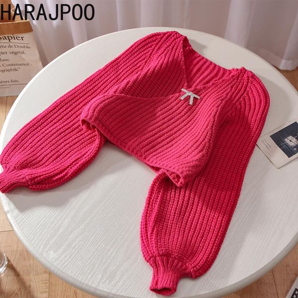women's sweaters pullover harajpoo female korean fashion bowknot v neck solid long sleeve knitwear autumn puff crop cute sweater simple, White;black
women's sweaters pullover harajpoo female korean fashion bowknot v neck solid long sleeve knitwear autumn puff crop cute sweater simple, White;black