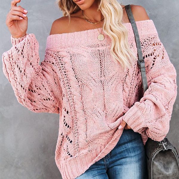 women's sweaters hollow out one-line collar pullover solid color jumper knitwear vintage boho 2021 winter sweater women clothing pink t, White;black
women's sweaters hollow out one-line collar pullover solid color jumper knitwear vintage boho 2021 winter sweater women clothing pink t, White;black
