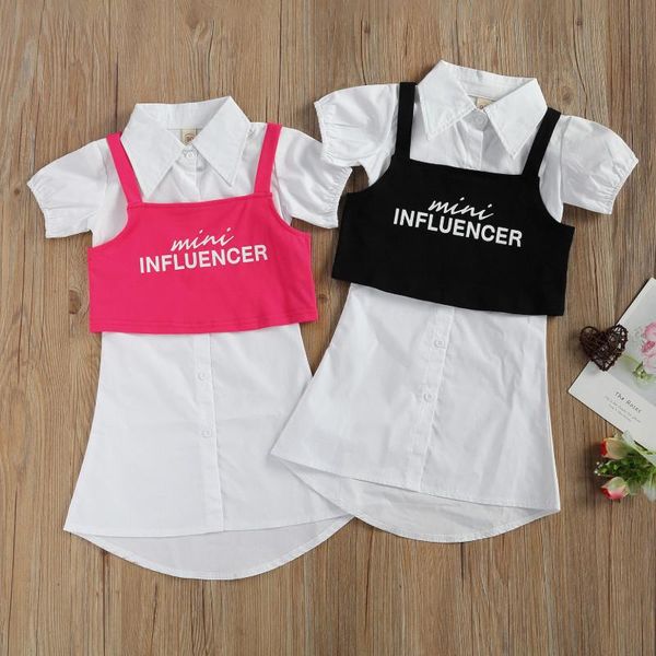 girls casual two-piece clothes set summer 2021, white solid color short sleeve dress + letters printed pattern daily wear
girls casual two-piece clothes set summer 2021, white solid color short sleeve dress + letters printed pattern daily wear