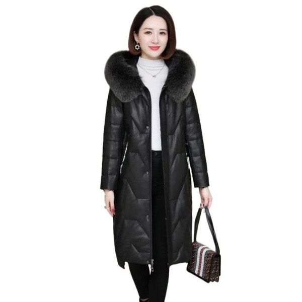 women's leather & faux down cotton thick warm jacket women loose imitate fur hooded long overcoat 2021 female winter sheepskin coats ok, Black
women's leather & faux down cotton thick warm jacket women loose imitate fur hooded long overcoat 2021 female winter sheepskin coats ok, Black
