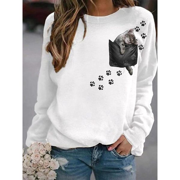 cute style women's fashion 3d printing short slim t-shirt autumn long sleeve round neck basic casual, White
cute style women's fashion 3d printing short slim t-shirt autumn long sleeve round neck basic casual, White