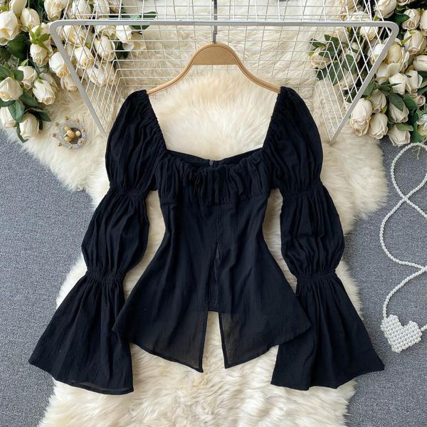 women's blouses & shirts cinessd spring autumn design solid blouse fold low collar slim pleated dew clavicle open fork jacket, White
women's blouses & shirts cinessd spring autumn design solid blouse fold low collar slim pleated dew clavicle open fork jacket, White