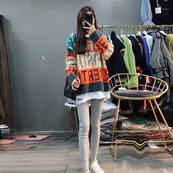 women's sweaters korean autumn winter loose outer wear letter o-neck comfortable casual sweater women elegant fashion pullover, White;black
women's sweaters korean autumn winter loose outer wear letter o-neck comfortable casual sweater women elegant fashion pullover, White;black