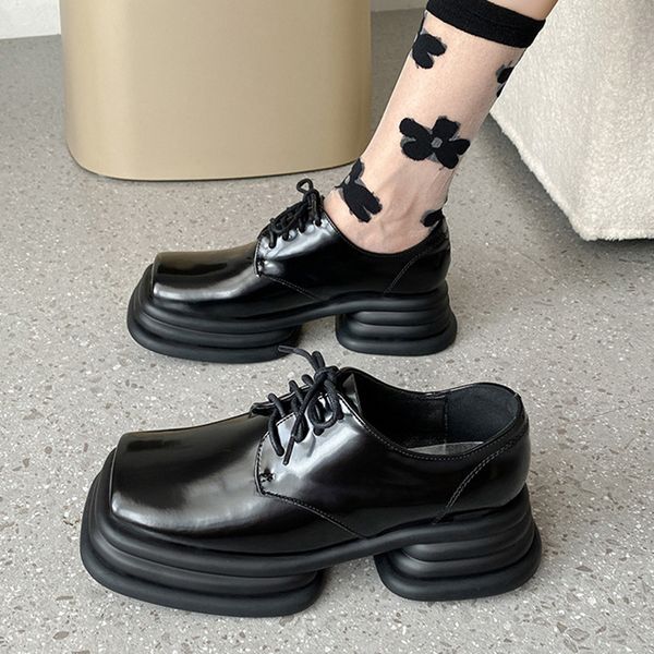 dress shoes rimocy vintage women's shoes square-tipped in closed leather with shoelaces bulky platform loafers for women thick backgrou, Black
dress shoes rimocy vintage women's shoes square-tipped in closed leather with shoelaces bulky platform loafers for women thick backgrou, Black