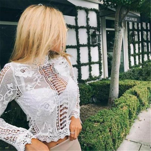 women's blouses & shirts fashion women ladies crochet lace see-through blouse hollow out slim long sleeve summer casual, White
women's blouses & shirts fashion women ladies crochet lace see-through blouse hollow out slim long sleeve summer casual, White