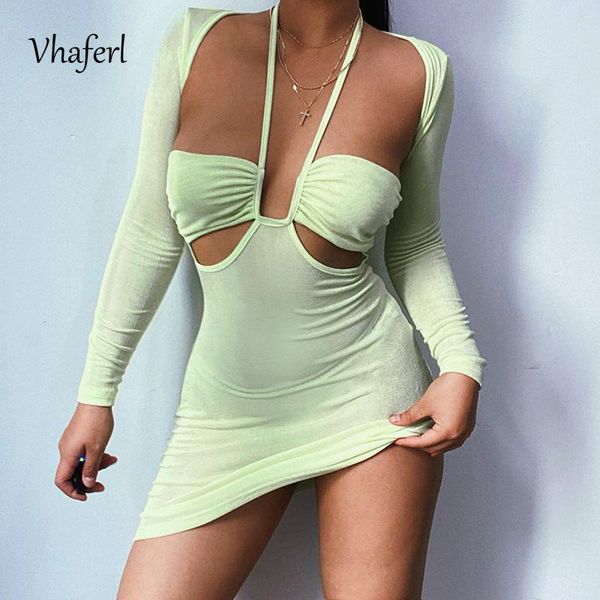 casual dresses vhaferl 2021 backless halter mini dress with shawl fashion club party 2 piece long sleeve women hollow out vestidos, Black;gray
casual dresses vhaferl 2021 backless halter mini dress with shawl fashion club party 2 piece long sleeve women hollow out vestidos, Black;gray