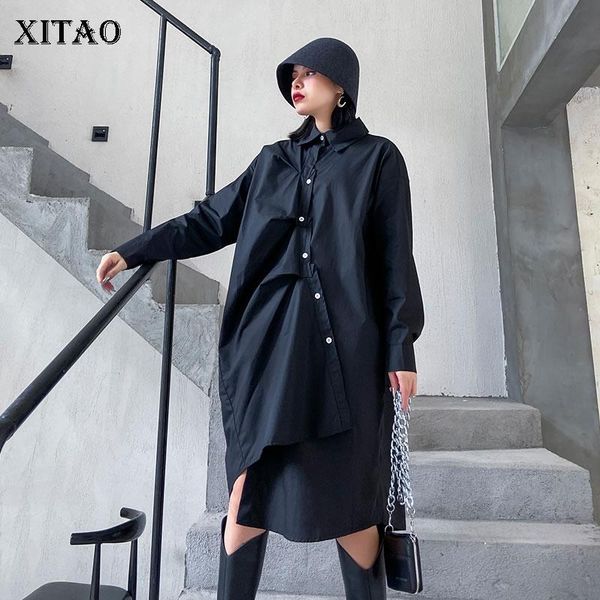 xitao streetwear irregular buttons folds women dress plus size long sleeve black women clothes fashion trend dresses dmy2590, Black;gray
xitao streetwear irregular buttons folds women dress plus size long sleeve black women clothes fashion trend dresses dmy2590, Black;gray