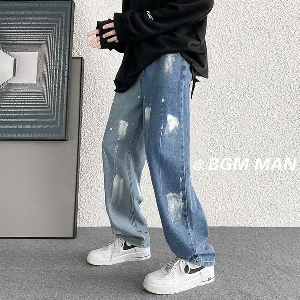 men's jeans patchwork spray paint cowboy blue straight loose autumn korean fashion male baggy pants denim trousers
men's jeans patchwork spray paint cowboy blue straight loose autumn korean fashion male baggy pants denim trousers
