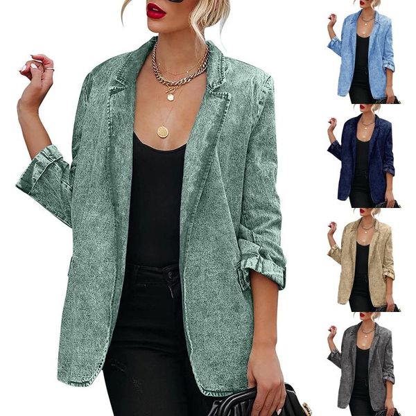 women's jackets women suit coat autumn clothing soft light washed casual denim full sleeves lapel neck slim fashion cardigan 2021, Black;brown
women's jackets women suit coat autumn clothing soft light washed casual denim full sleeves lapel neck slim fashion cardigan 2021, Black;brown