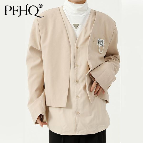 men's suits & blazers pfhq men 2021 autumn korean style fake two pieces design v-neck cool handsome casual suit niche coats ins trend 2, White;black
men's suits & blazers pfhq men 2021 autumn korean style fake two pieces design v-neck cool handsome casual suit niche coats ins trend 2, White;black