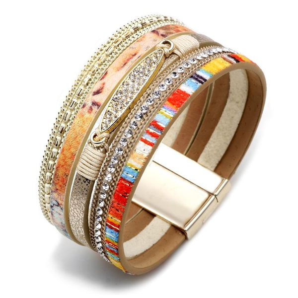 charm bracelets luxury magnetic buckle for women multi-layer leather crystal set chain bangles female jewelry party gift, Golden;silver
charm bracelets luxury magnetic buckle for women multi-layer leather crystal set chain bangles female jewelry party gift, Golden;silver