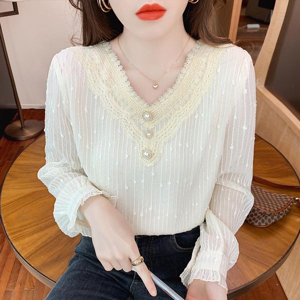women's blouses & shirts chikichi 2021 spring and autumn french fashion elegant lace v-neck white chiffon long-sleeved pullover shirt w
women's blouses & shirts chikichi 2021 spring and autumn french fashion elegant lace v-neck white chiffon long-sleeved pullover shirt w