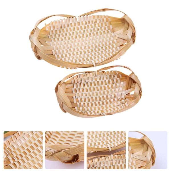 storage baskets 2pcs woven bamboo multifunctional bskets for biscuits bread