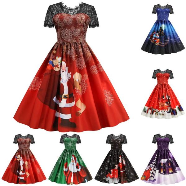 casual dresses party dress christmas lace stitching vestido de mujer short sleeve 1950s housewife prom kobieta sukienka xmas, Black;gray
casual dresses party dress christmas lace stitching vestido de mujer short sleeve 1950s housewife prom kobieta sukienka xmas, Black;gray