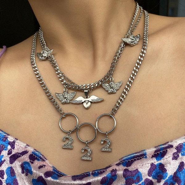 pendant necklaces vintage multilayer angel wing rhinestone number necklace women geometric thick chain jewelry kolye xr2881, Silver
pendant necklaces vintage multilayer angel wing rhinestone number necklace women geometric thick chain jewelry kolye xr2881, Silver