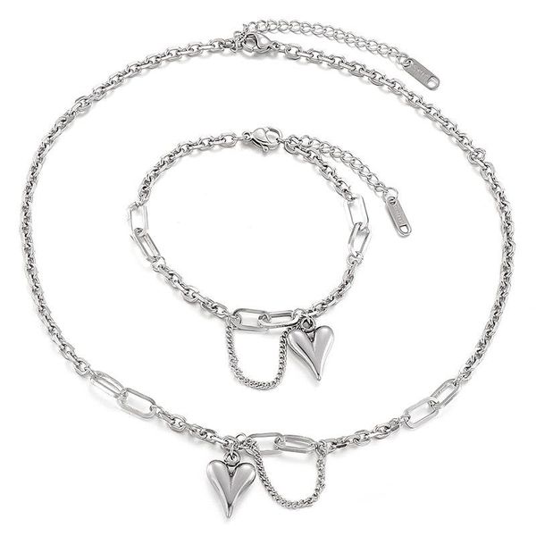 earrings & necklace woman fashion pendants set paired things titanium steel gold heart pendant adjustable bracelet friend, Silver
earrings & necklace woman fashion pendants set paired things titanium steel gold heart pendant adjustable bracelet friend, Silver