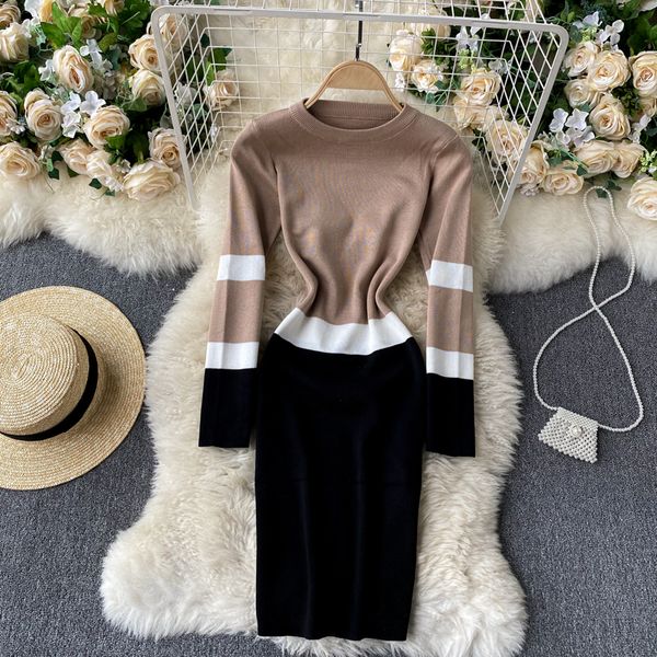 y women knitted pencil dress elastic long sleeve o neck slim sheath dress autumn winter korean bodycon sweater dress, Black;gray
y women knitted pencil dress elastic long sleeve o neck slim sheath dress autumn winter korean bodycon sweater dress, Black;gray