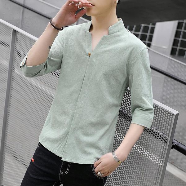 men's casual shirts chinese style stand collar middle sleeve shirt for men korean slimming seven minute cotton linen five short, White;black
men's casual shirts chinese style stand collar middle sleeve shirt for men korean slimming seven minute cotton linen five short, White;black