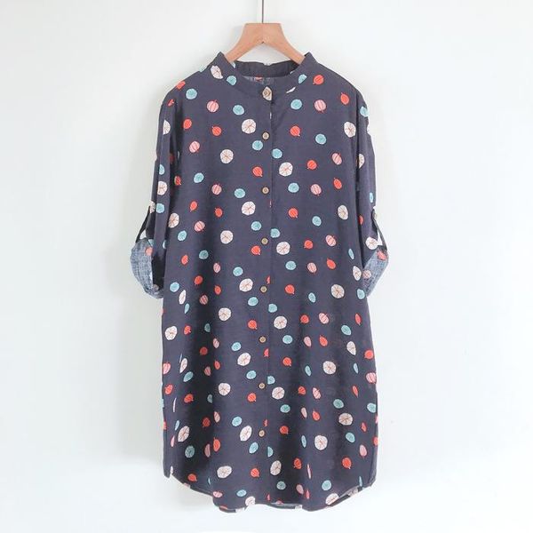 women's blouses & shirts summer cartoon print slim shirt skirt temperament stand-up collar mid-length cotton linen female fashion women, White
women's blouses & shirts summer cartoon print slim shirt skirt temperament stand-up collar mid-length cotton linen female fashion women, White