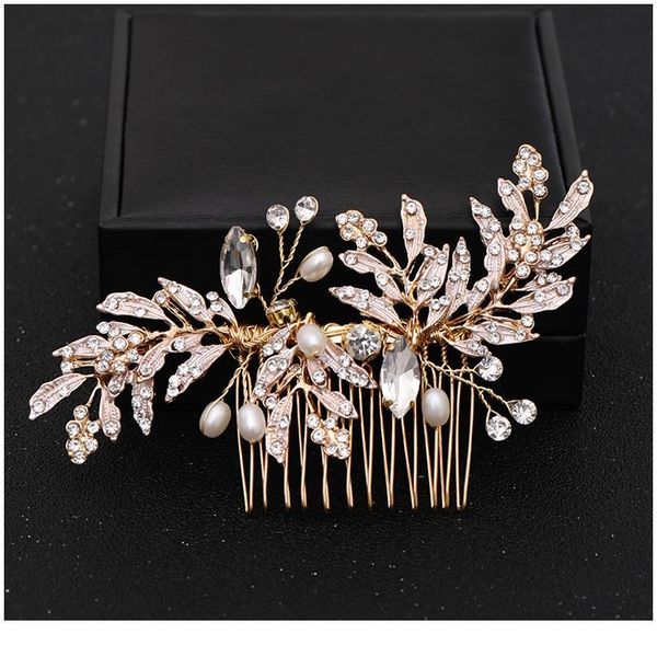 trendy handmade tiara wedding hair comb leaf flower bridal headpiece gold pearl rhinestone head jewelry wedding hair acc qylkss
trendy handmade tiara wedding hair comb leaf flower bridal headpiece gold pearl rhinestone head jewelry wedding hair acc qylkss