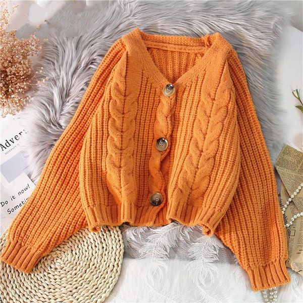 women's knits & tees 2021 women short cardigan knitted sweater twisted buttun up autumn winter long sleeve v neck jumper cardigans casu, White
women's knits & tees 2021 women short cardigan knitted sweater twisted buttun up autumn winter long sleeve v neck jumper cardigans casu, White