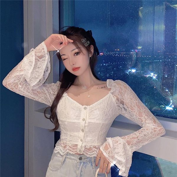women's blouses & shirts sweet style v-neck lace flare long sleeve crop female autumn korean clothing white slim fashion brand
women's blouses & shirts sweet style v-neck lace flare long sleeve crop female autumn korean clothing white slim fashion brand