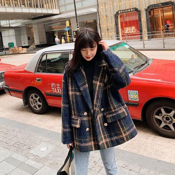 plaid suit collar woolen coat for 2021 winter all-match temperament short women women's wool & blends, Black
plaid suit collar woolen coat for 2021 winter all-match temperament short women women's wool & blends, Black