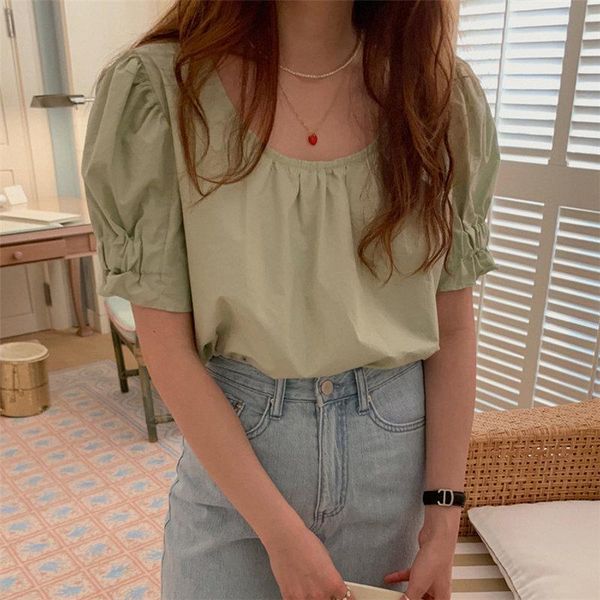 grass green summer chic solid cotton leisure 2021 sweet casual women loose short sleeves blouses, White
grass green summer chic solid cotton leisure 2021 sweet casual women loose short sleeves blouses, White