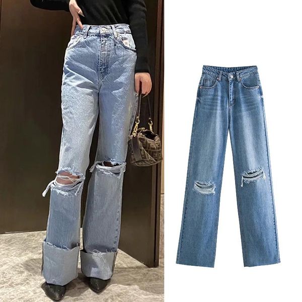women's jeans 2021 spring fashion blue loose single-breasted high waist straight pants hole
women's jeans 2021 spring fashion blue loose single-breasted high waist straight pants hole