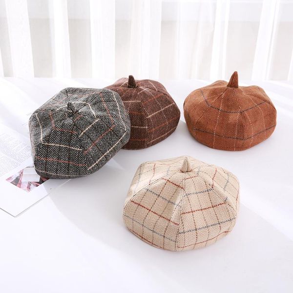 berets literary beret women's hat painter korean autumn and winter cotton retro british plaid women hats, Blue;gray
berets literary beret women's hat painter korean autumn and winter cotton retro british plaid women hats, Blue;gray