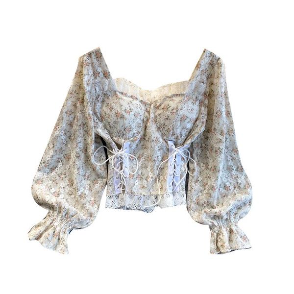 women's blouses & shirts autumn fashion lace square collar design sense girl sweet niche bandage waist slimming blouse, White
women's blouses & shirts autumn fashion lace square collar design sense girl sweet niche bandage waist slimming blouse, White