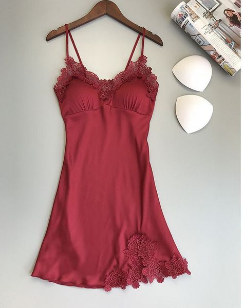 sexyy nightdress ladies lace print nightgown soft silk satin elegant sleepwear summer nightwear no chest pads homewear, Red;black
sexyy nightdress ladies lace print nightgown soft silk satin elegant sleepwear summer nightwear no chest pads homewear, Red;black