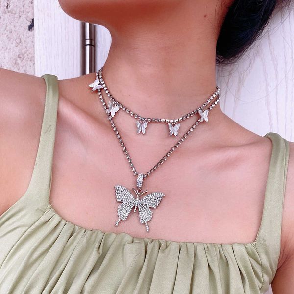 fashion jewelry creative new product glass diamond multi layer simple butterfly necklace female, Silver
fashion jewelry creative new product glass diamond multi layer simple butterfly necklace female, Silver