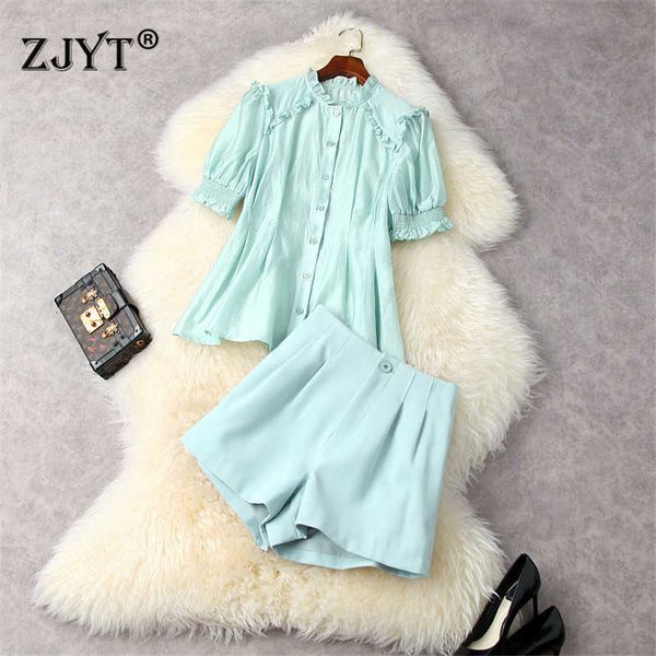 elegant summer office lady suit women short sleeve ruffles shirt and shorts two piece set designers casual outfits 210601, White
elegant summer office lady suit women short sleeve ruffles shirt and shorts two piece set designers casual outfits 210601, White