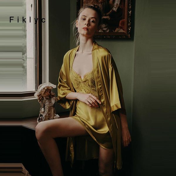 women's sleepwear fiklyc spring summer womens robe gown sets satin faux silk backless nightdress with kimono bathrobes fashion nightwea, Black;red
women's sleepwear fiklyc spring summer womens robe gown sets satin faux silk backless nightdress with kimono bathrobes fashion nightwea, Black;red