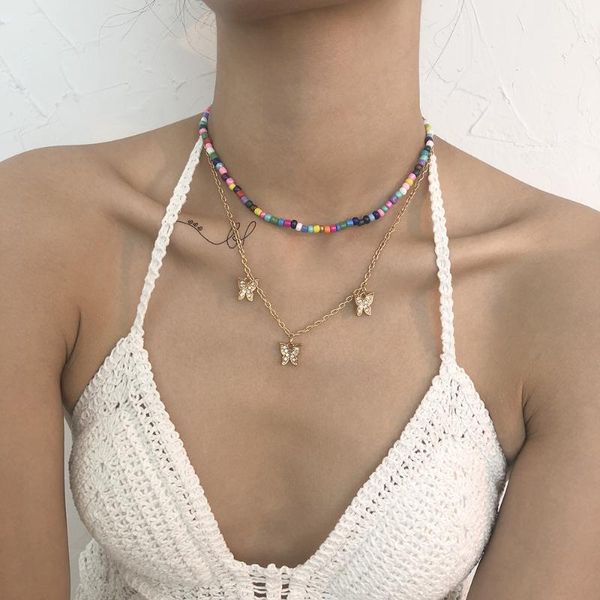 chains multilayer bead butterfly short pendant necklace fashion bohemian simple gold choker for women beach gift jewelry, Silver
chains multilayer bead butterfly short pendant necklace fashion bohemian simple gold choker for women beach gift jewelry, Silver